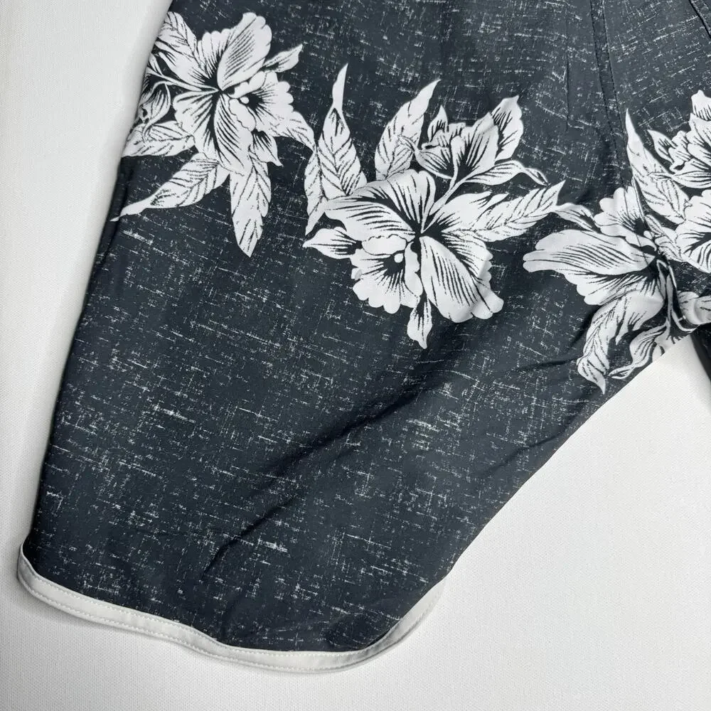 Old Navy California Floral Board Shorts Men’s Size 30 Black White Swim Trunks